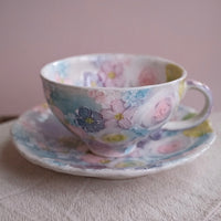 Seto Ware Flower Coffee Cup With Saucer