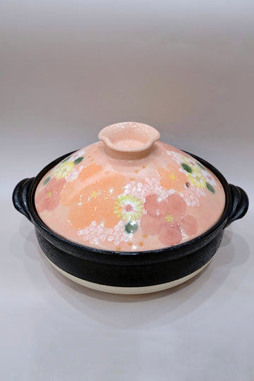 Setoware Flower Donabe Claypot - Size 8