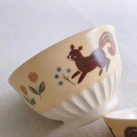 Buncho Pottery Squirrel and tulip bowl