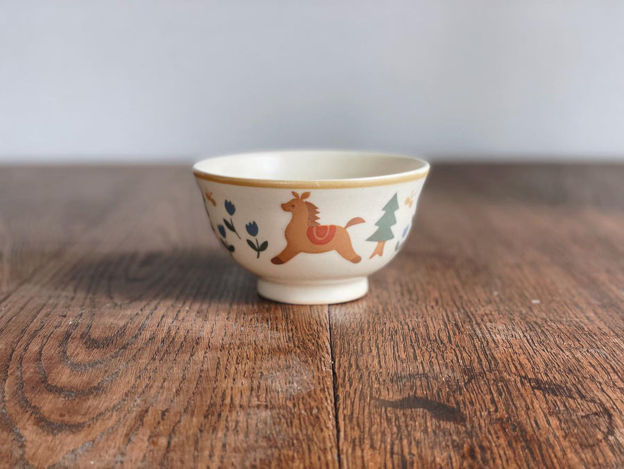 Buncho Pottery Rice Bowl - Horse