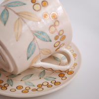 Taki Tomoda 友田多紀 Fruit and Leaf Mug and Saucer - TT06