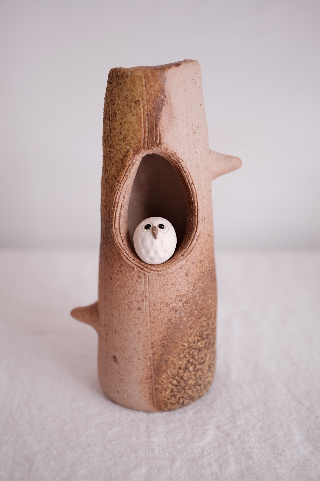 Shigaraki Ware Miniature Owl Vase