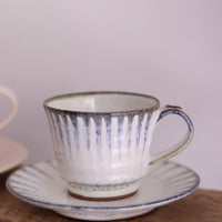 Seto Ware Running Glaze Coffee Cup and Saucer Set