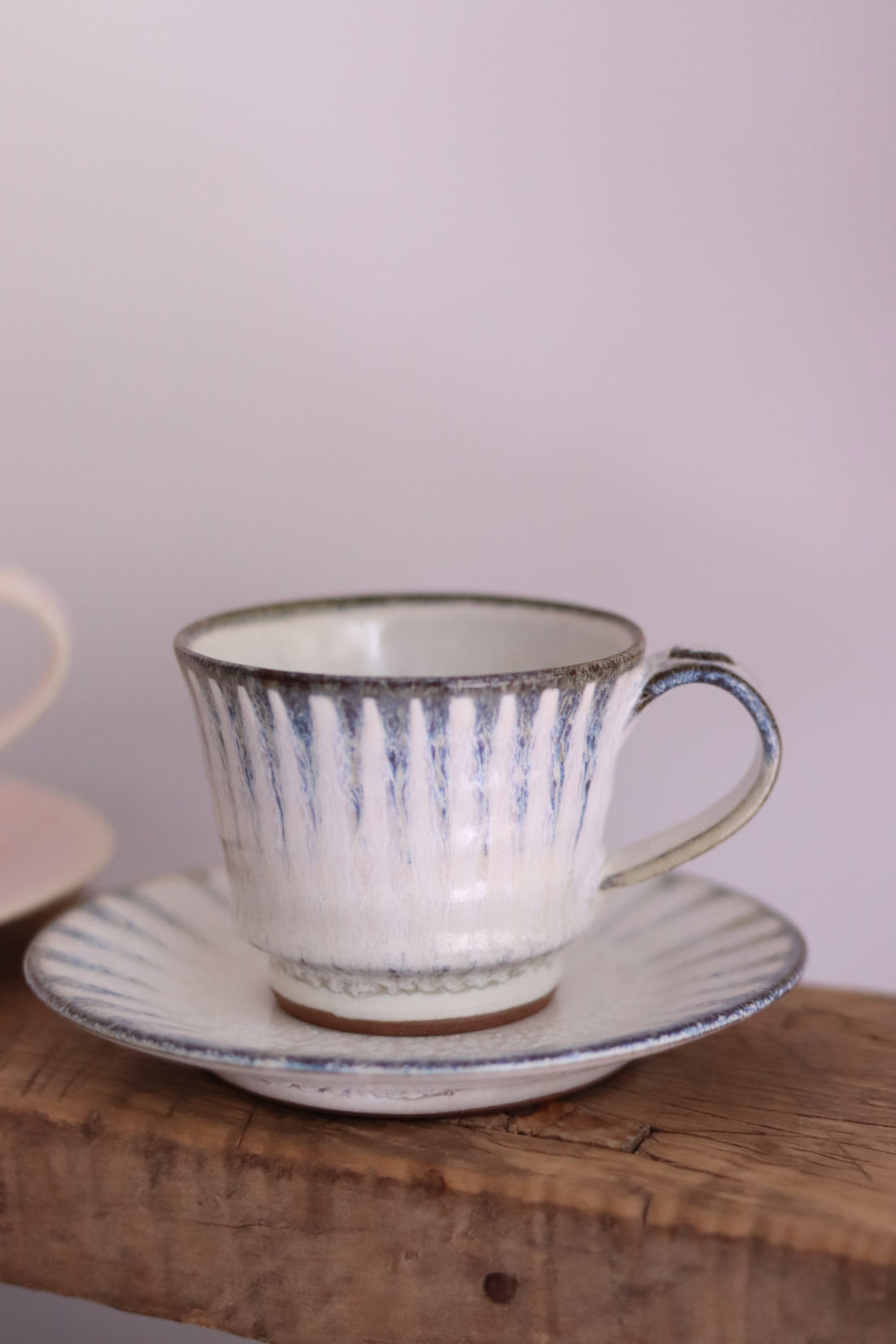 Seto Ware Running Glaze Coffee Cup and Saucer Set