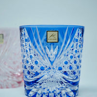 Kagami Crystal - A pair of Whisky Glasses, Edo Kiriko "Tasuki (sash)"