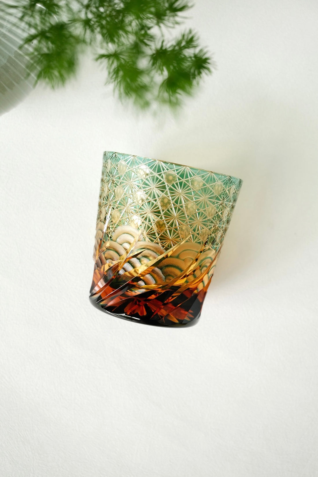 Harisho Yamada Glass - 漣-sazanami Whiskey Crystal Glass - Green
