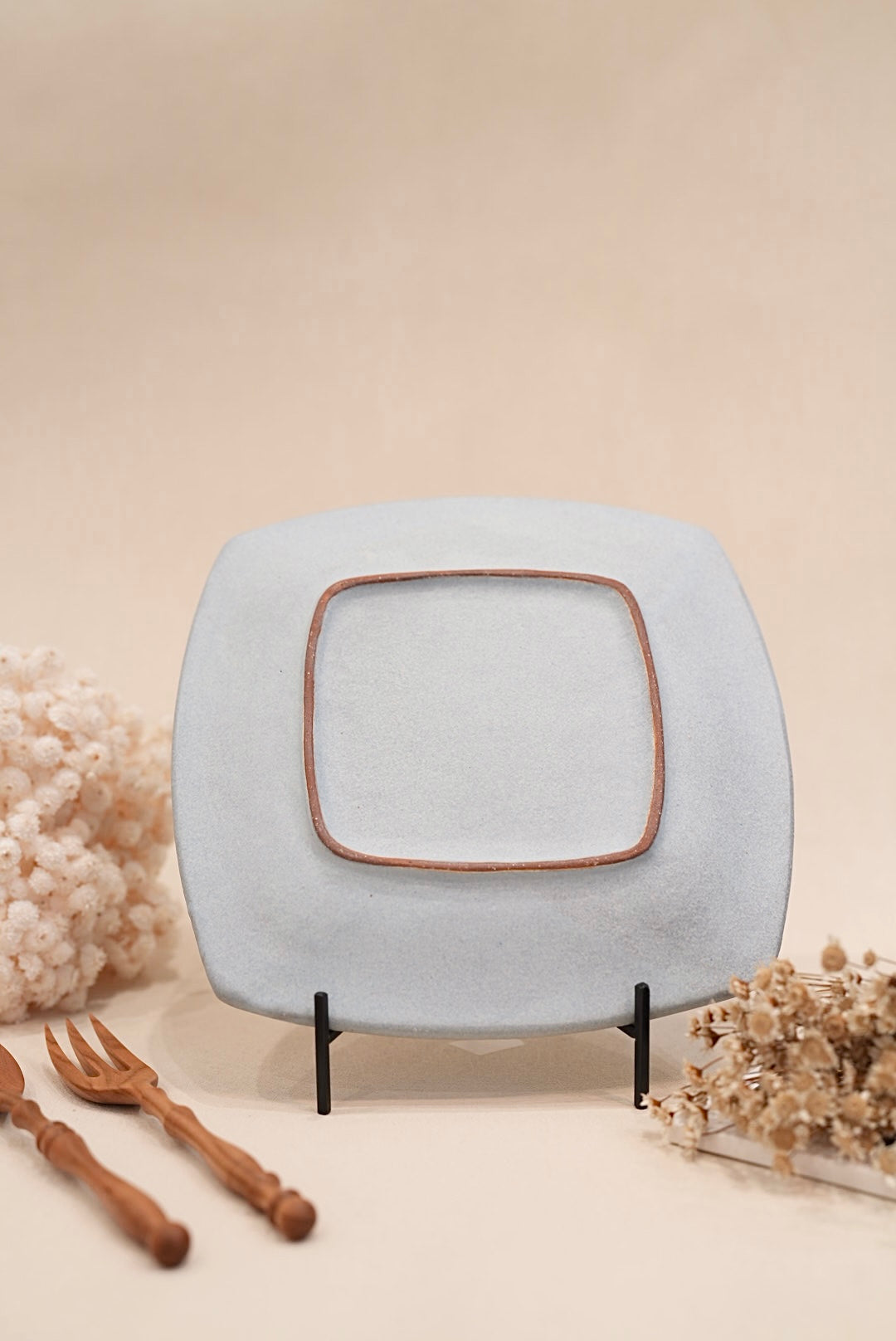 Kei Mitsumochi ミツ持啓 24cm Rectangle Plate - Blue Flower KM20