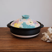 Setoware Flower Donabe Claypot - Sky
