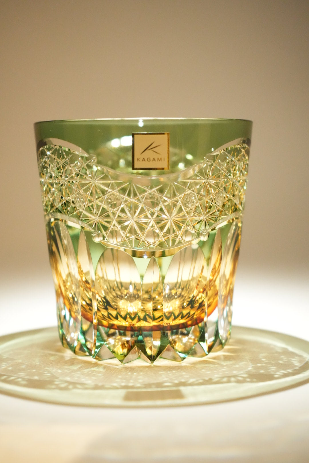 Kagami Crystal - Whiskey Glass, Edo Kiriko Kasaneirome "Gyoko (morning light)" by Satoshi Nabetani