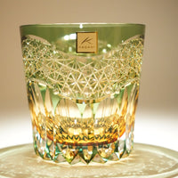 Kagami Crystal - Whiskey Glass, Edo Kiriko Kasaneirome "Gyoko (morning light)" by Satoshi Nabetani