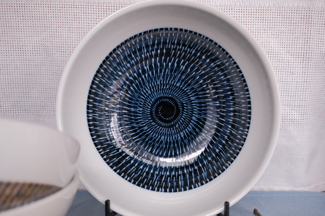 Minoware Ramen Bowl Blue & Brown