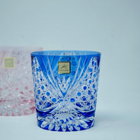 Kagami Crystal - A pair of Whisky Glasses, Edo Kiriko "Tasuki (sash)"