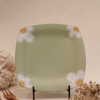 Kei Mitsumochi ミツ持啓 24cm Rectangle Plate - Green Flower KM24