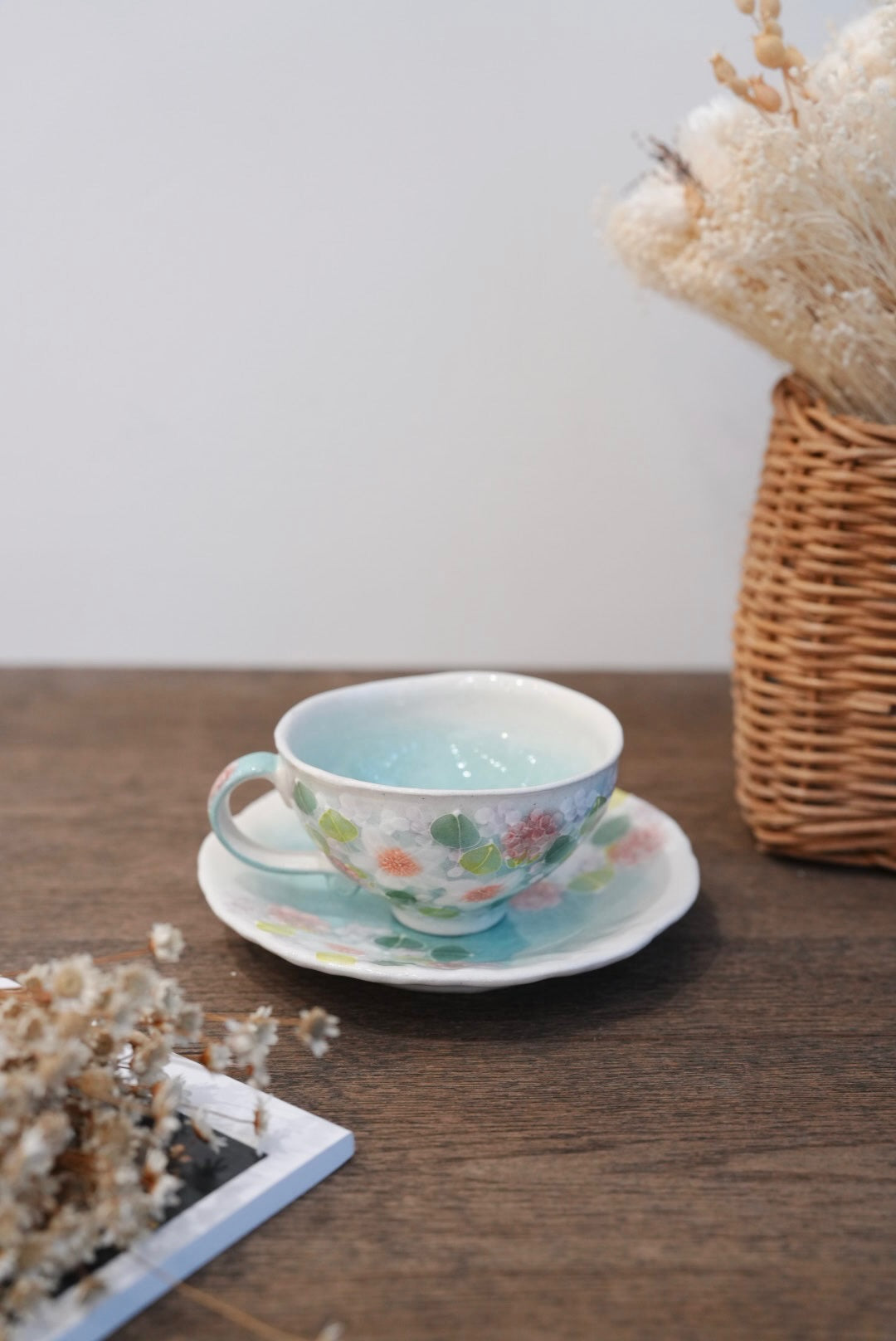 Seto Ware Flower Coffee Cup With Saucer