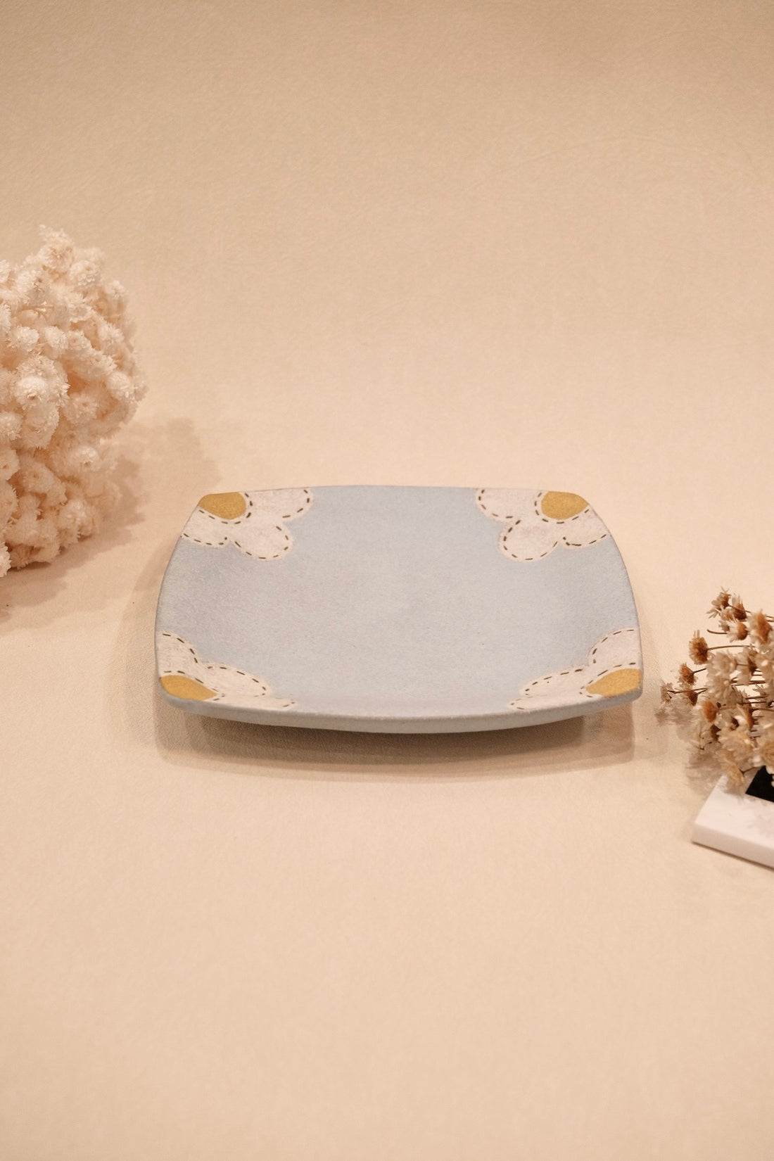 Kei Mitsumochi ミツ持啓 17cm Rectangle Plate - Blue Flower KM27