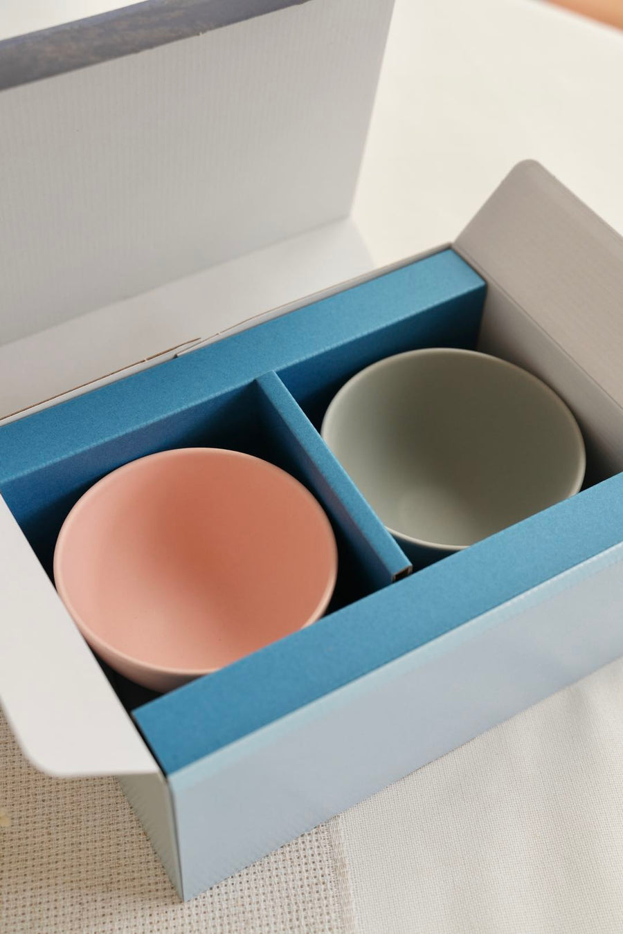 SAKUZAN Sara Gift B Set (2 Rice Bowls & 2 Small Oval Plates) - Pink x Gray