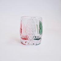 Edo Kiriko Whisky Glass Rock Glass "Butterfly" Green/Red by Junichi Nabetani, Master of traditional crafts