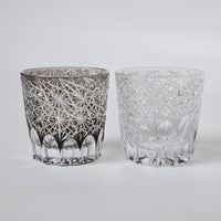Edo Kiriko Whisky Glass Rock Glass "Large Chrysanthemum" White by Junichi Nabetani, Master of traditional crafts