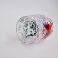 Edo Kiriko Whisky Glass Rock Glass "Buttfly with Flower" Green/Red by Junichi Nabetani, Master of traditional crafts