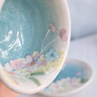 Seto Ware Flower Tea cup with Saucer - Green