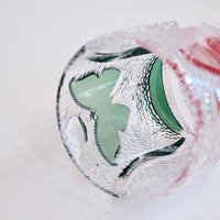 Edo Kiriko Whisky Glass Rock Glass "Butterfly" Green/Red by Junichi Nabetani, Master of traditional crafts