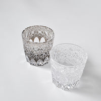 Edo Kiriko Whisky Glass Rock Glass "Large Chrysanthemum" White by Junichi Nabetani, Master of traditional crafts