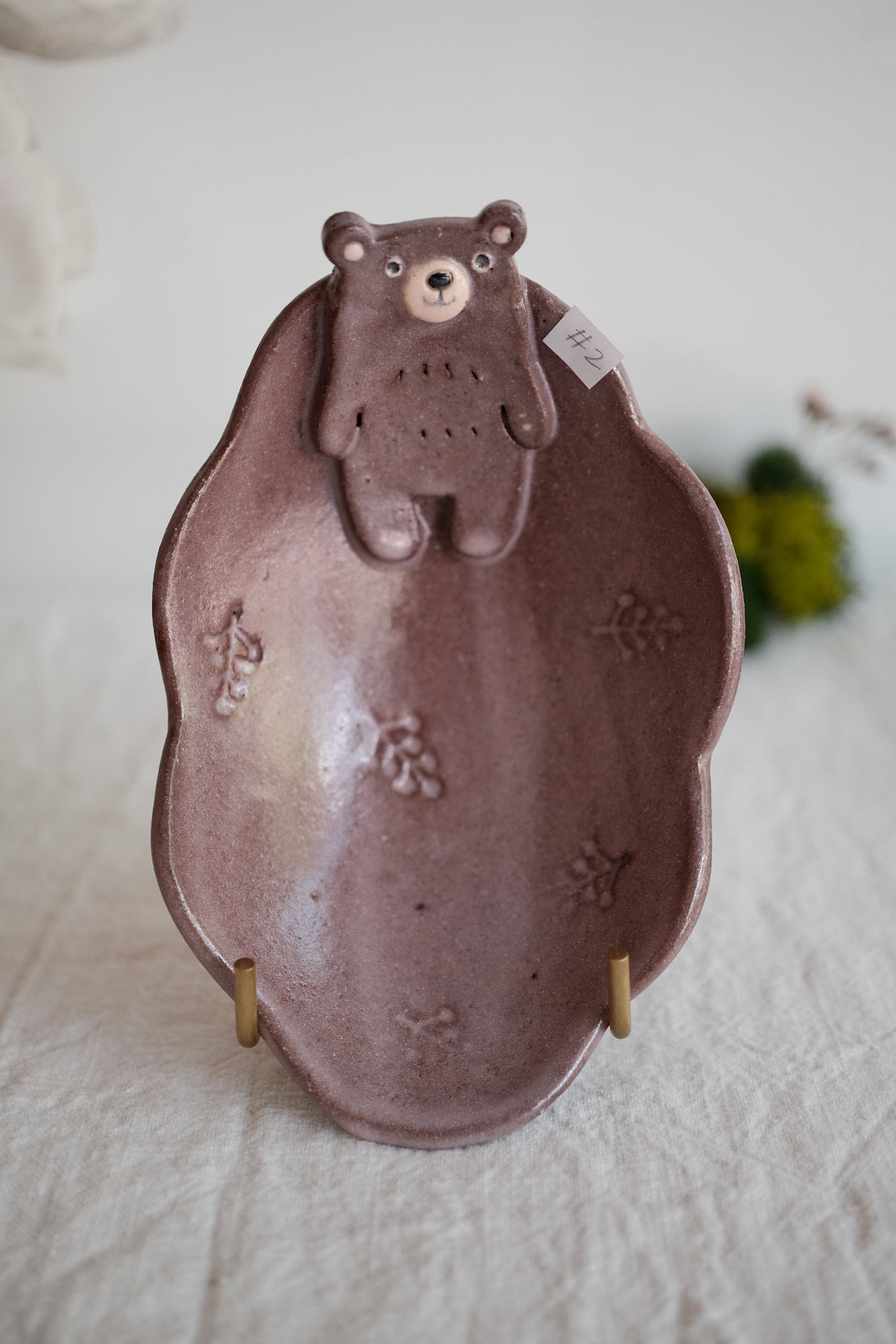 Tsubouchi Mayumi 坪内真弓 Bear Shaped Oval Mini Plate MT05 - Brown Bear