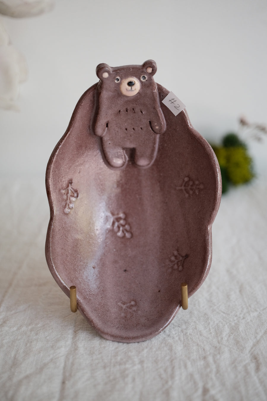 Tsubouchi Mayumi 坪内真弓 Bear Shaped Oval Mini Plate MT05 - Brown Bear