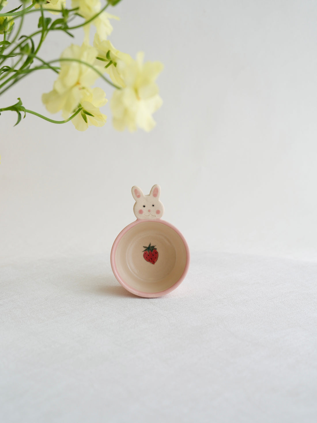 Fumiko Kondo 近藤布美子 - Pink Rabbit Dipping Dish with Handle FK27