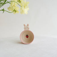 Fumiko Kondo 近藤布美子 - Pink Rabbit Dipping Dish with Handle FK27