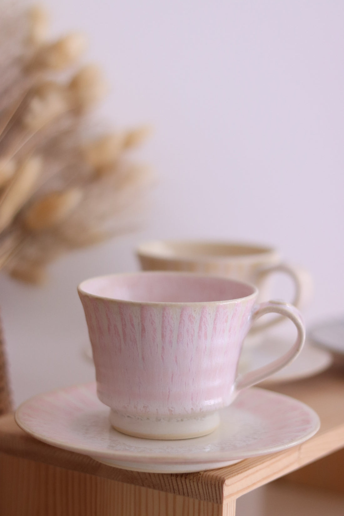 Seto Ware Running Glaze Coffee Cup and Saucer Set