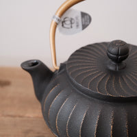 IWACHU Iron Kyusu Teapot Wave Pattern - Black