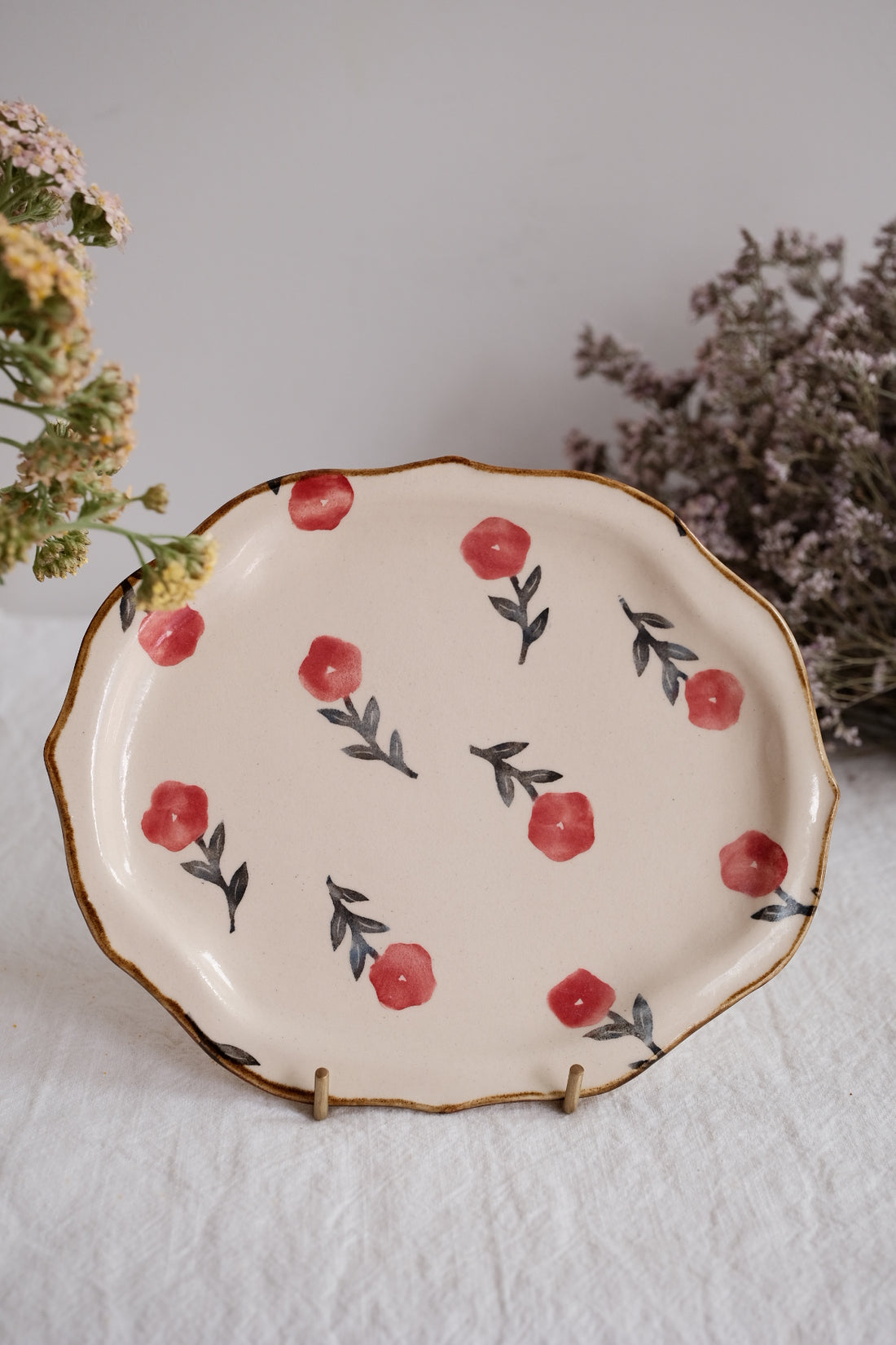 Nakagaki Tomoko Water Color Hand Painted Flower Shaped Plate - KP10 #11