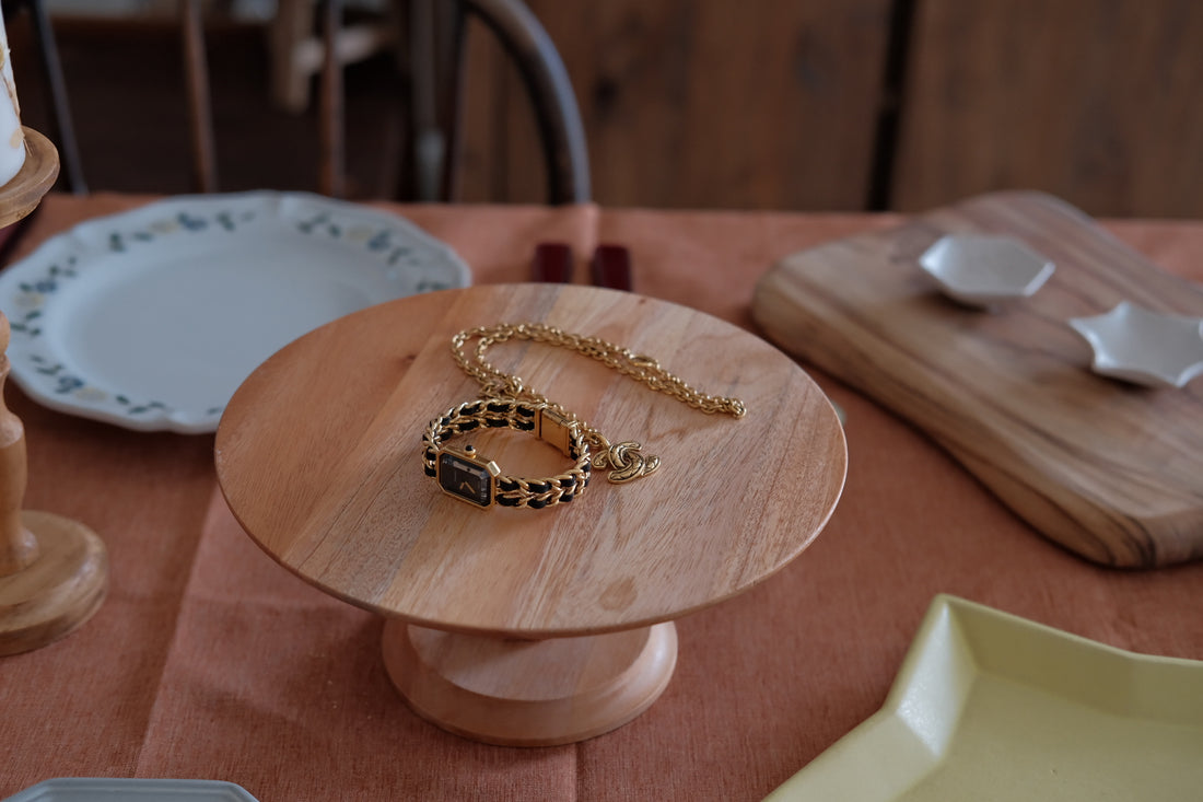 Natural Wood Pedestal Plate Cake Stand