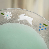 Fuji Glass Studio Green Rabbit Grape Flower Plate 18cm