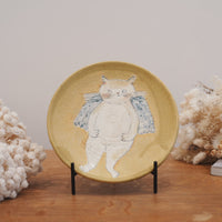 Tomoko Kubo コンガリ舍 Large Cat Plate TK19