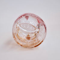 Edo Kiriko Whisky Glass Rock Glass "Flower" Yellow/Red by Junichi Nabetani, Master of traditional crafts