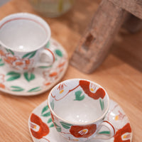 Seto Ware Flower Coffee Mug and Saucer Set