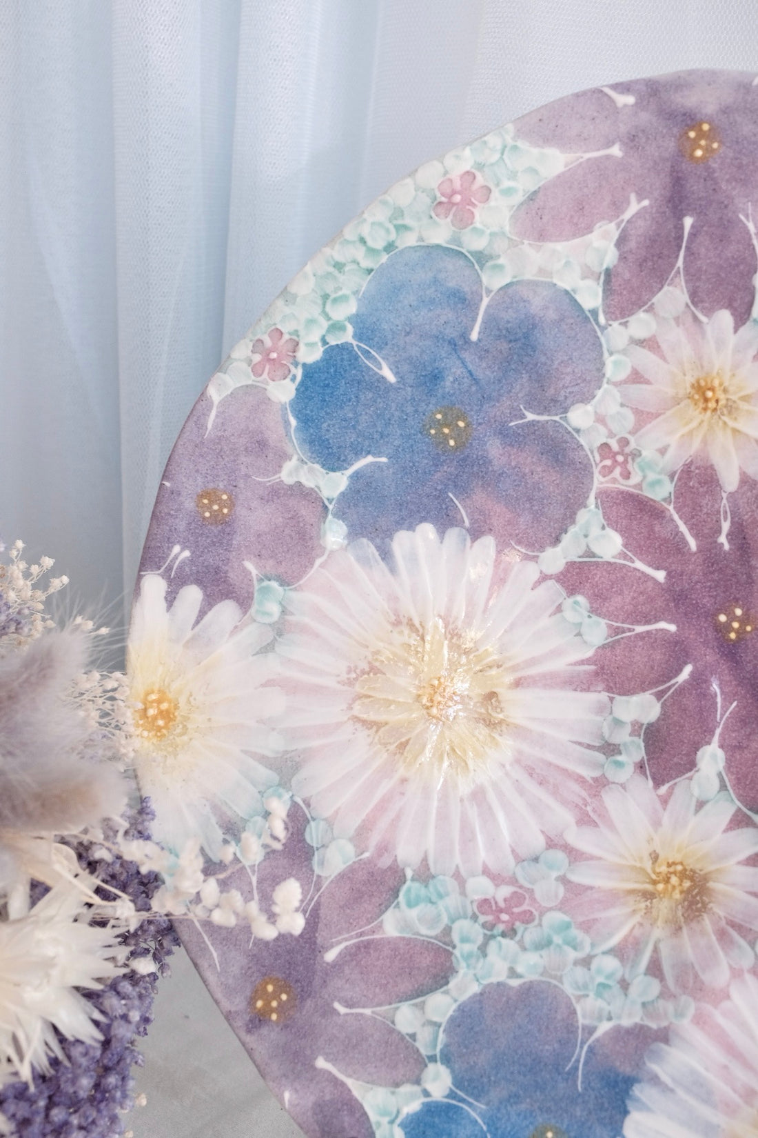 Seto Ware Flower Purple Pasta Plate