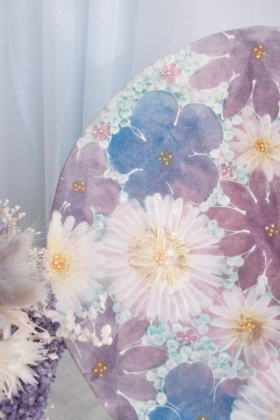 Seto Ware Flower Purple Pasta Plate