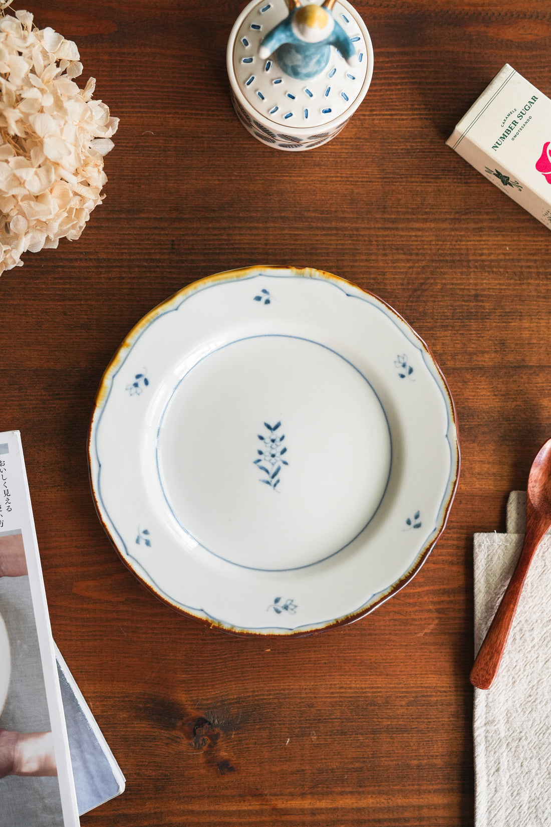 Kazuaki Shimura 志村和晃- Sometsuke Floral 6" Rimmed Plate KAS03