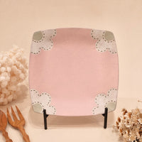 Kei Mitsumochi ミツ持啓 17cm Rectangle Plate - Pink Flower KM28