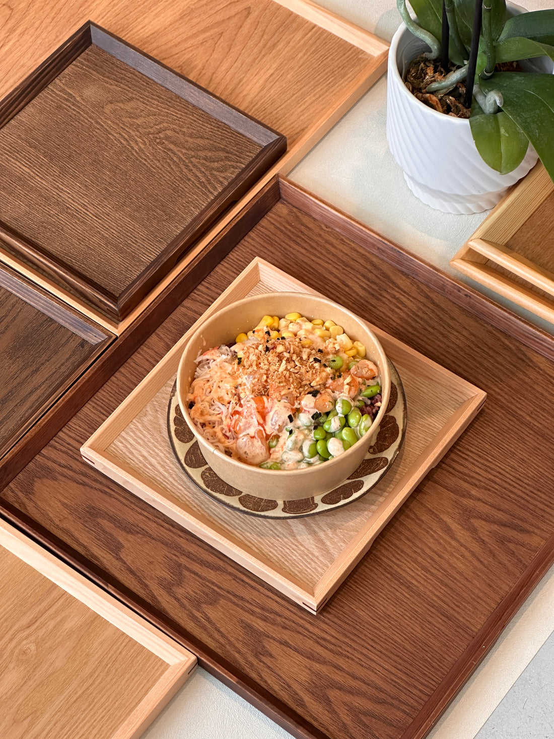 Non-Slip Surface Natural Wood Serving Tray