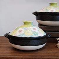 Setoware Flower Donabe Claypot - Green