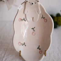 Tsubouchi Mayumi 坪内真弓 Bear Shaped Oval Mini Plate MT05 - Flower