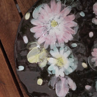 Iroe Hanageshou Hand-Painted Black Pasta Plate (Red Flower Pattern)