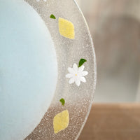 Fuji Glass Studio Blue Rabbit Lemon Flower Plate 18cm