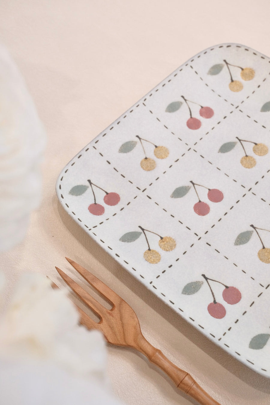 Kei Mitsumochi ミツ持啓 Rectangle Plate - Checked Pattern Mix Cherry KM17