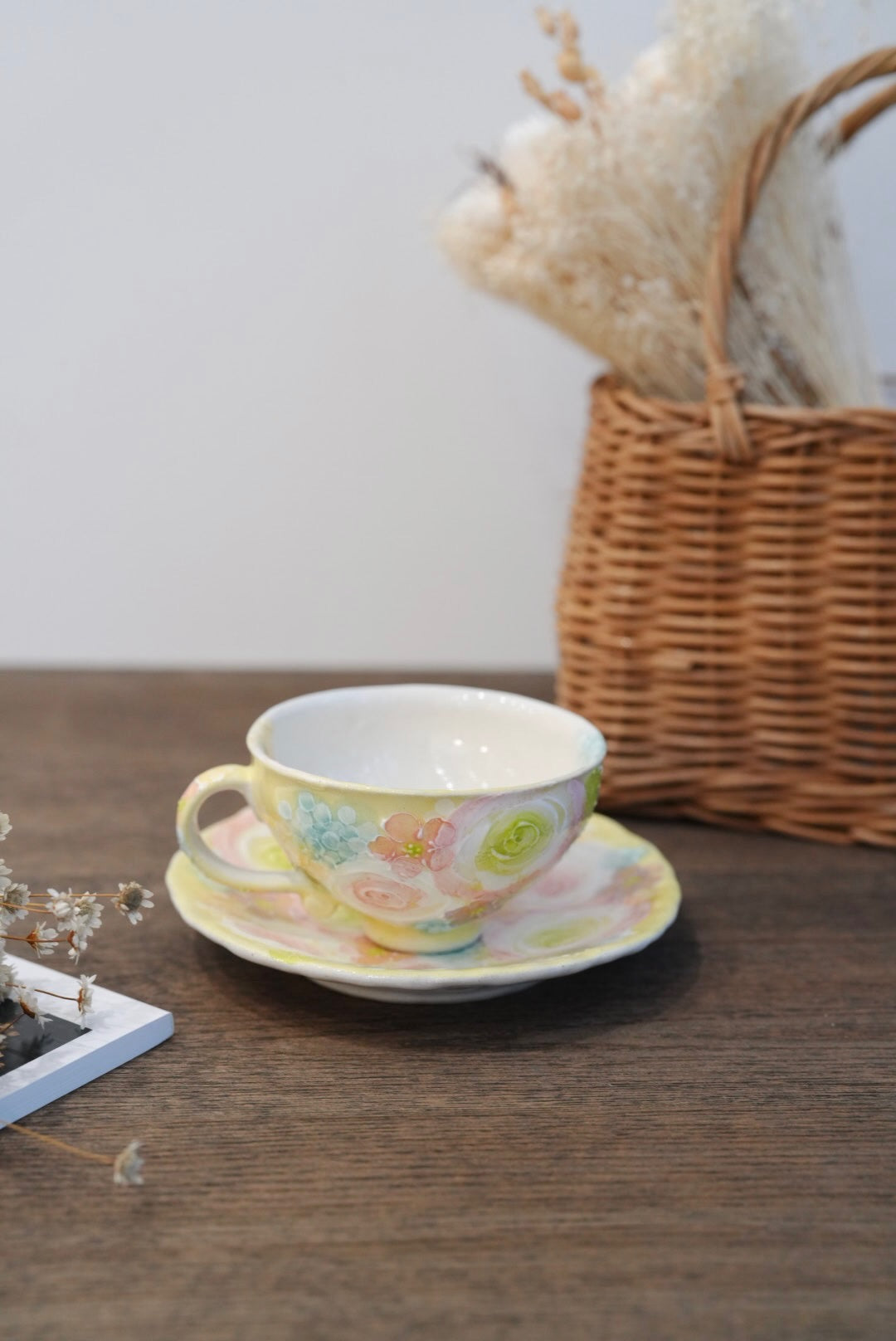 Seto Ware Flower Coffee Cup With Saucer