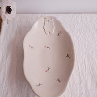 Tsubouchi Mayumi 坪内真弓 Oval Plate MT07 - White Bear